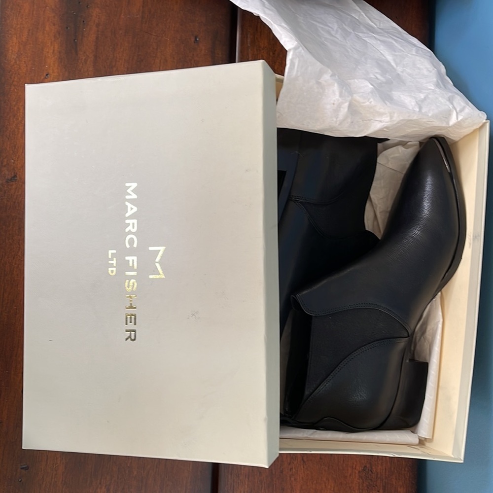 Marc Fisher black leather ankle boots